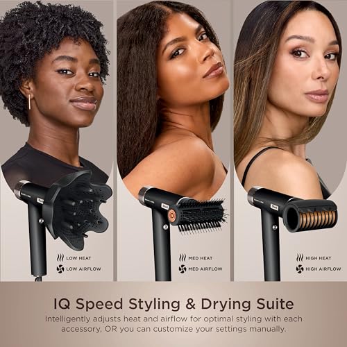 Shark SpeedStyle Pro Professional Performance High-Velocity Hair Dryer System with Scalp Shield and IQ Speed Styling & Drying Suite, Curly and Coily Hair, Lightweight, Ionic, No Heat Damage, HD732