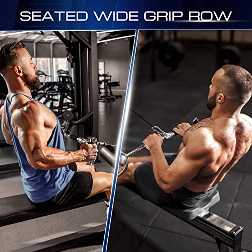 Yes4All Wide Grip LAT Pull Down Bar Attachments with D Grip Handles/Curl LAT Pulldown Attachment for Gym Equipment, Press Down Bar 27" Cable Attachment Rubber Handgrips & Revolving Hanger