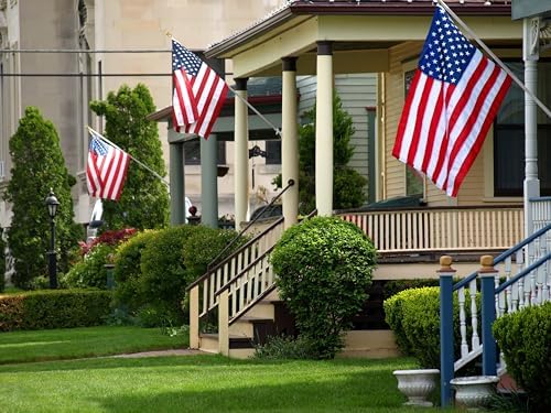 American Flag and Pole Set - 3x5 US Flag and 5' Spinning Flag Pole, Durable for Outdoors - Made in USA