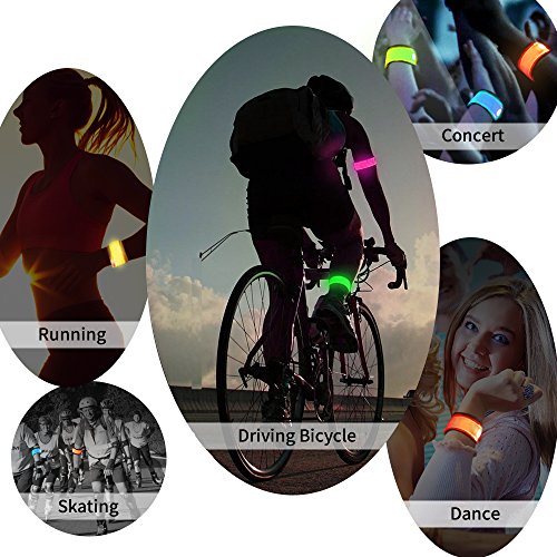 esonstyle Pack of 6 LED Light Up Band Slap Bracelets Night Safety Wrist Band for Cycling Walking Running Concert Camping Outdoor Sports (6 Pack)
