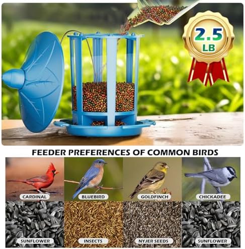 Birdream 2 Pack Bird Feeders for Outdoor Hanging, Classic Castle Design Fun Assembly Bird Feeder, Attracting Wild Birds Cardinals Goldfinches Chickadees Finches Sparrows - Blue