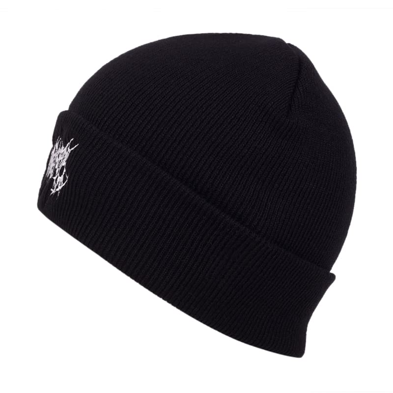 AONUOWE Gothic Beanie Hats for Women Men Grunge Emo Accessories Harajuku Y2k Punk Streetwear Winter Warm Hat Knitted Soft Cap (Black,One Size)