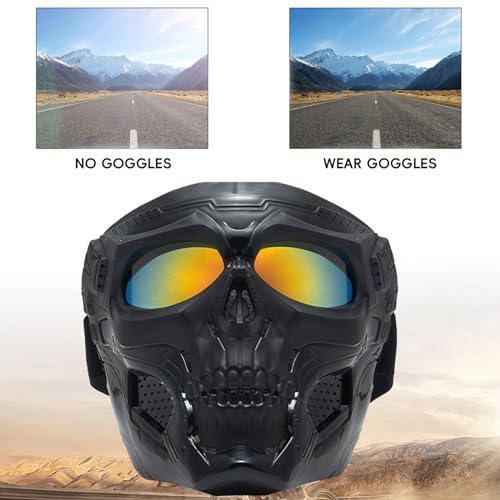 Airsoft Mask, Motorbike Goggles, Skull Mask, Paintball Mask, Dirt Bike Goggles, Tactical Gear, for Halloween, Riding, Paintball, Motorcycle, Outdoor Sports (Brown)