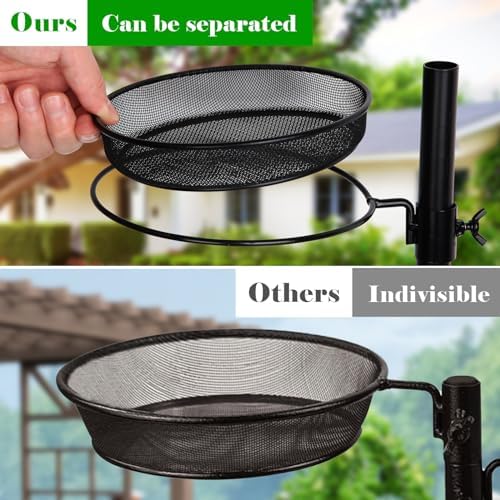 Deck Bird Feeder Station Kit Deck Bird Bath Hook Bird Feeding Pole, Steel Multi Bird Feeder Railing Hanging Kit, Bird Feeder Stand Porch Planter Hanger for Attracting Wild Birds(Black)