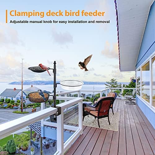 Balcony & Porch Deck Railing Bird Feeder - 3 Tray, Bath Spa, Great for Attracting Wild Bird