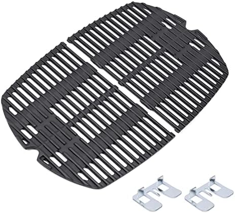 QuliMetal 7645 Cast Iron Cooking Grates for Weber Q200, Q220, Q2000, Q2400 Series Gas Grills, for Weber 396000, 396001 Grill Parts Grill Grates Replacement for Weber 7645 65811 69935, 2 Pack