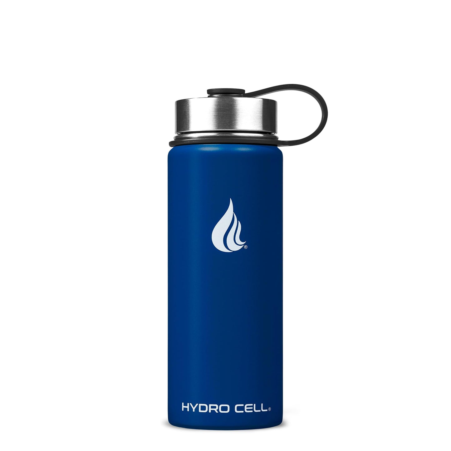 HYDRO CELL Stainless Steel Insulated Water Bottle with Straw - For Cold & Hot Drinks - Metal Vacuum Flask with Screw Cap and Modern Leakproof Sport Thermos for Kids & Adults (Navy 18oz)
