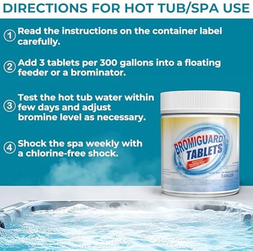 1 Inch Bromine Tablets | Brominating Chemical Sanitizer for Spas, Hot Tubs or Indoor Pools - Low Odor, Less Irritation, Pre-Stabilized, Long-Lasting, Chlorine Alternative - 1.2 lbs