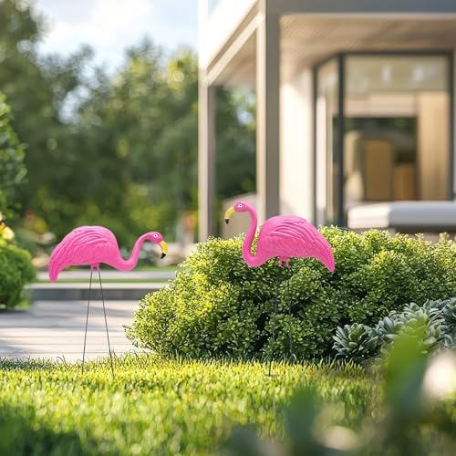 4E's Novelty 2 Pink Flamingos Yard Decorations - Extra Large 24" Flamingos Yard Ornaments - Pink Flamingos for Yard Sculptures & Statues - Lawn Flamingos Outdoor Garden Decor, Weather Resistant