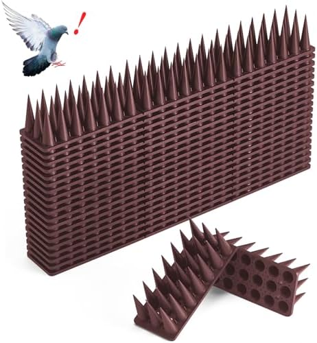 CIIC Bird Spikes, 20 Pack Pigeon Squirrel Raccoon Cat Deterrent Spike Outside Anti Robin Defender Outdoor to Keep Birds Away Roof Fence Window Nest 18.7 Feet(5.7m), Brown