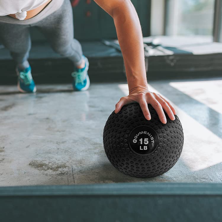 GYMENIST Weighted No Bounce Slam Ball, Intensive Workout, Training, Gym Exercise, Available 4-100 LBS (8 LB), Black
