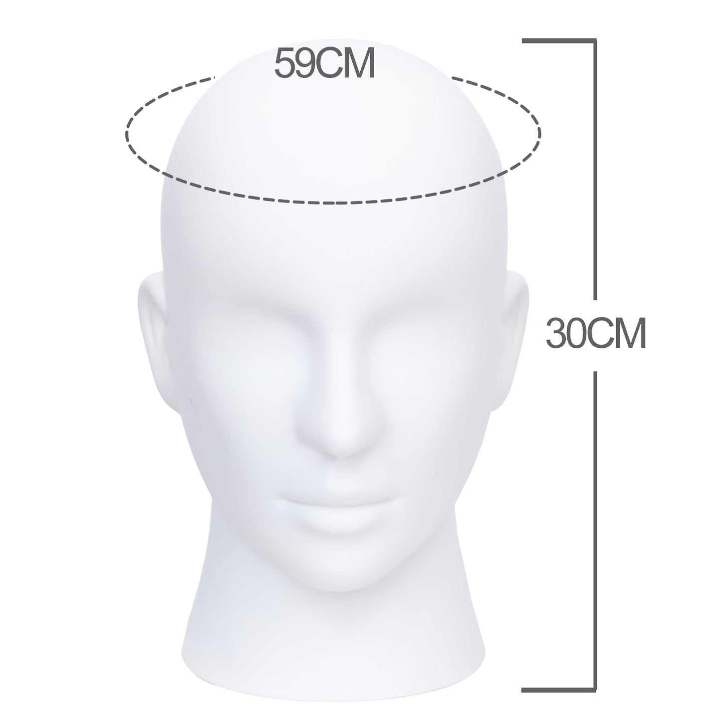 AMLUCKS Male Mannequin Head Professional PVC Manikin Head for Display Wigs Hats Headphone Mask Sunglasses Scarf Jewelry Display Stand (Matte White)