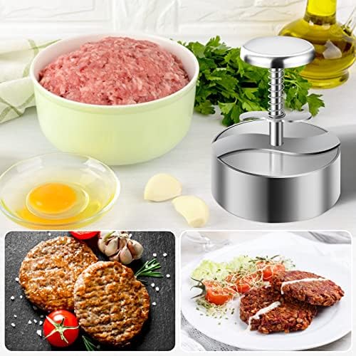 Burger Press, Adjustable Hamburger Meat Press, 304 Stainless Steel Non Stick Patty Press, BPA Free, Suitable for Beef, Burgers and Cooking, Ideal for BBQ and Homemade Hamburge
