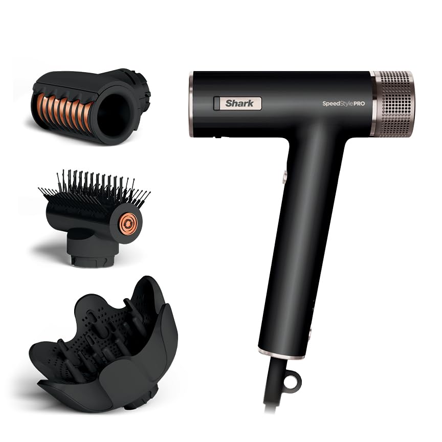 Shark SpeedStyle Pro Professional Performance High-Velocity Hair Dryer System with Scalp Shield and IQ Speed Styling & Drying Suite, Curly and Coily Hair, Lightweight, Ionic, No Heat Damage, HD732
