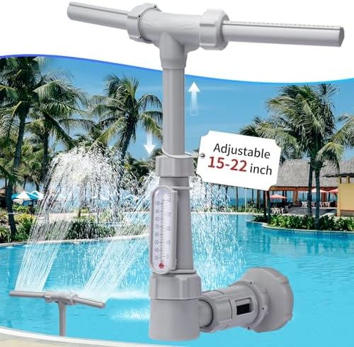 Patented Swimming Pool Fountains - Fit Inground & Above Ground Pool, Water Fun Waterfall Pool Jet Aerator Cooler, Extend Adjustable Pipe Pool Sprinkler Dual Spray Swimming-Pool Garden Decor