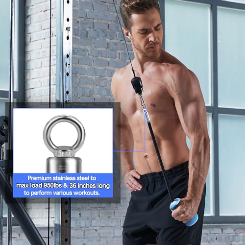 HXD-ERGO Single Tricep Rope Set of 2, Tricep Pull down Rope with Ergonomic Grip for Cable Machine - Single Arm Tricep Pull Down Cable attachment for Rope Cable Curl, Overhead Triceps Extension (Blue)