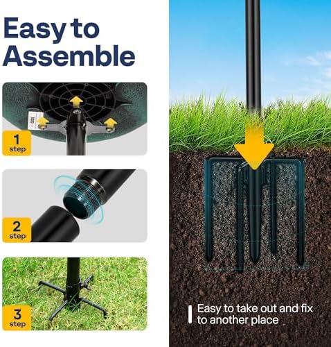 VIVOHOME Oval Polyresin Bird Bath Bowl with Solar Fountain, 29 Inch Height Outdoor Freestanding Birdfeeder with Metal Stake, Capacity 1.3 Gallons, 5-Pronged Base, Green