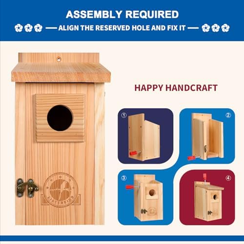 Bluebird Houses for Outside, Blue Bird Houses for Outdoors, Premium Bird House, Pack of 2 Bluebird House, Wooden Birdhouses Kits for Adults for Durable Yard Decor