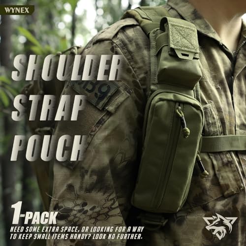 WYNEX Molle Accessories Pouch of Double Zipper Pocket Version, Backpack Strap Pouch Shoulder Strap Molle Attachment Tactical Accessories Bag Shoulder Starps Zipper Pocket Additional Phone Holder