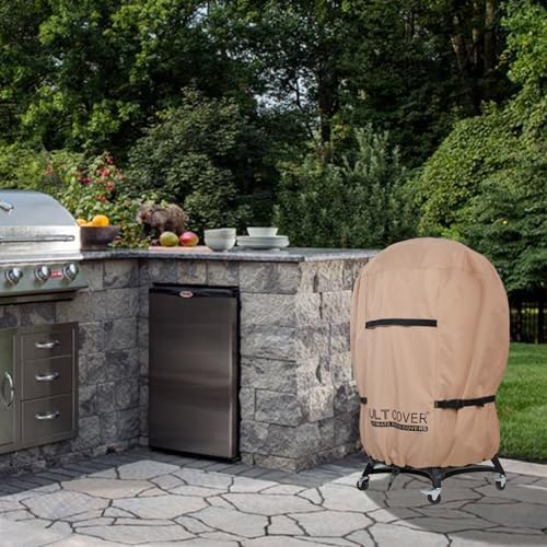 ULTCOVER Outdoor Waterproof Charcoal Kettle Grill Cover for Most 18 inch Round Smoker Size Up to 23” Dia x 32” H