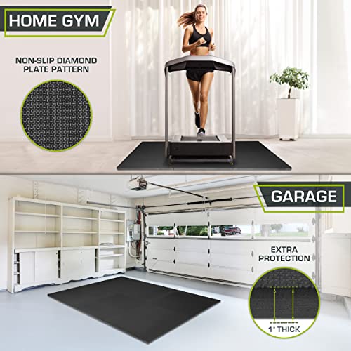 ProsourceFit Extra Thick Puzzle Exercise Mat , EVA Foam Interlocking Tiles for Protective, Cushioned Workout Flooring for Home and Gym Equipment, Black - 1 inch - 24 Sq Ft - 6 Tiles