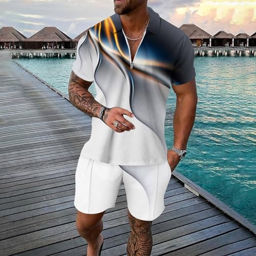Generic Mens Matching Sets Shorts and Polo Shirt 2 Piece Outfits Summer Fashion Casual Tracksuits for Workout Gym Sports, X-Large, #D04-red