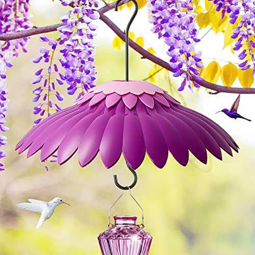 Baffle for Bird Feeder Cover With 3 Hooks - Suitable for Hummingbird and Wild Bird Feeders, Built-in Moat, Protective Hanging Cover, 14 Inches (Deep Purple)