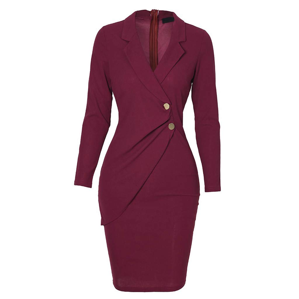 Aniywn Ladies Bodycon Blazer Dress Women Slim Fit Pinstripe Patchwork Bodycon Dress Suit Sets (Small, Z02#Wine)