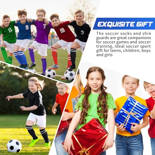 Syhood Soccer Shin Guards and Socks for Toddler Kids Youth, Lightweight Soccer Shin Pads Protective Soccer Gear for 3-5, 5-10, 10-15 Years Old Children Teen Boys Girls Soccer Game (Black,S Size)