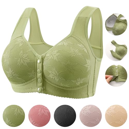 Lightning Deals of Today Daisy Bras for Older Women 2024 Comfortable Convenient Front Closure Bras Full Support No Underwire Bras Front Snap Bras for Senior Women Prime The Day Deals Beige