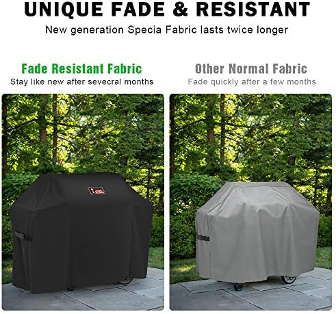 Grill Cover 7130 Premium Outdoor Cover for Weber Genesis II 3 Burner & Genesis 300 Series Grill and Genesis II LX 300 Series Gas Grill Including Stainless Steel Meat Fork, Spatula and Tongs