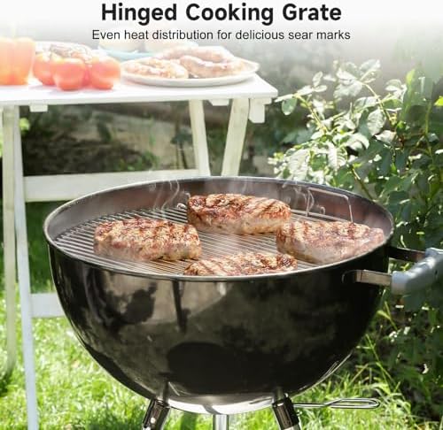 SHINESTAR Hinged Grill Grate, Fits for Weber 22" Charcoal Grills, 21.5" BBQ Cooking Grate Compatible with Original Kettle, Master Touch, Performer, and Jumbo Joe Premium
