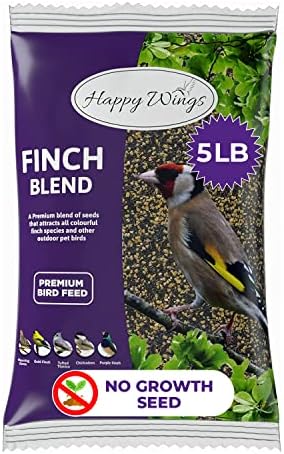 Finch Blend Bird Food - Mix of Sunflower Hearts/Kernels and Nyjer, 5 Pounds - No Grow Seed - For Wild Birds