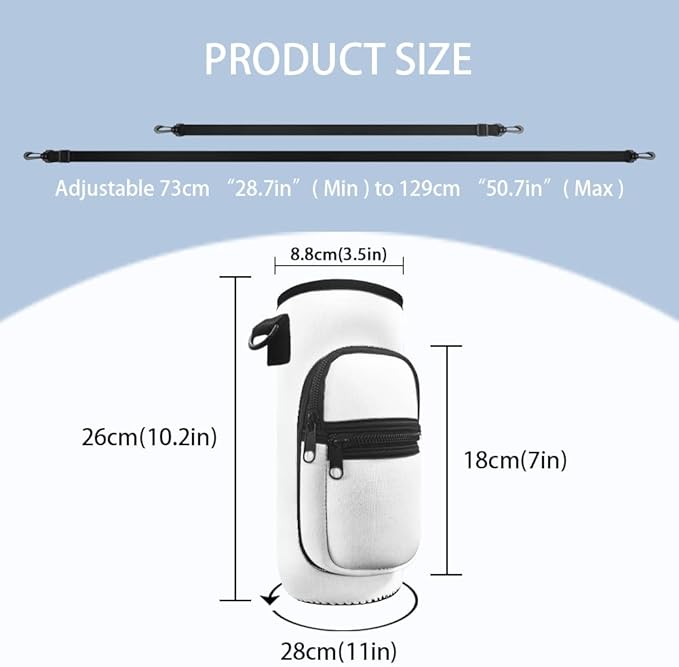 Wolf 20 OZ Stainless Steel Water Bottle for Boys 2 Pcs Water Bottle Holder Carrier Sling Water Bottle Pouch Sleeve Insulated Water Bottle with Shoulder Strap