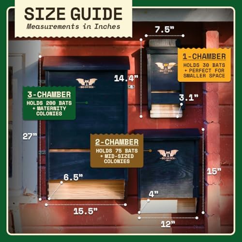 BIGBATBOX Wooden Bat House for Outdoors - Clean Your Backyard from Mosquitoes - Proven Box Kit to Attract Bats