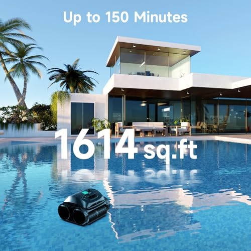 (2025 Upgrade) WYBOT C1 Robotic Pool Vacuum for Inground Pools, Cordless Pool Cleaner, 4-in-1 Wall & Waterline Cleaning Up to 1,614Sq.ft, Smart Navigation, App Support