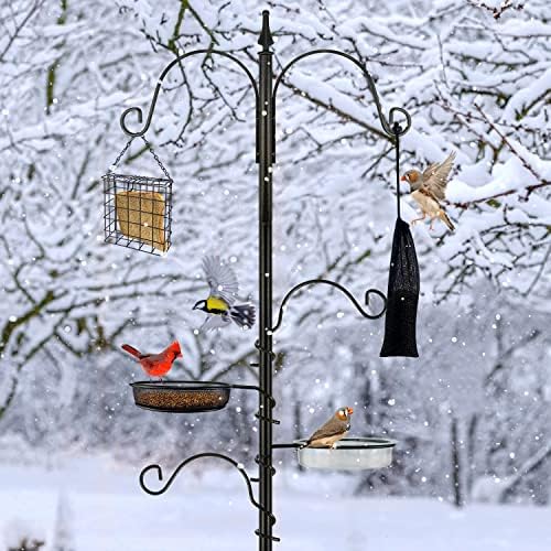 Premium Bird Feeding Station Kit - Multi Feeder Hanging Set with Suet Cage, Bird Bath & Finch Sock Attractors
