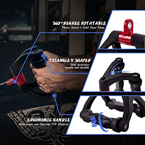 HXD-ERGO Double D Handle for Cable Machine - Ergonomic Row Handle Cable Attachment - Triangle V Bar Grip LAT PullDown Attachments for Home Gym