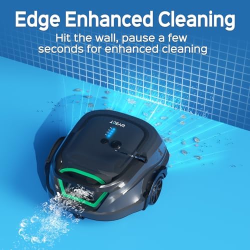 (2025 Upgraded) WYBOT A1 Cordless Pool Vacuum Up to 120 Mins Runtime, Robotic Pool Cleaner with Dual Filters, Ideal for Flat Above Ground up to 1076 Sq.ft Sq. Ft. (Green Black)