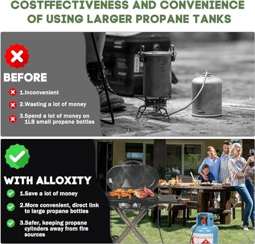 1 lb to 20 lb Propane Adapter Hose & Griddle Regulator Assembly C001 Replacement for Coleman Roadtrip LXX LXE LX Party 5010000743 Accessories, Coleman Roadtrip 9949 Series Griddle Regulator- 4FT