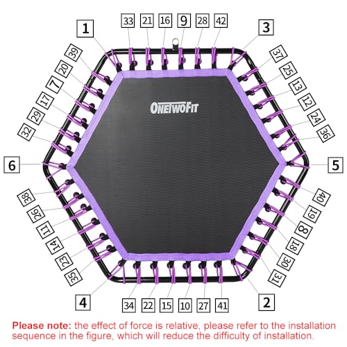 ONETWOFIT 48" Silent Mini Trampoline with Adjustable Handle Bar Fitness Trampoline Bungee Rebounder Jumping Cardio Trainer Workout for Adults