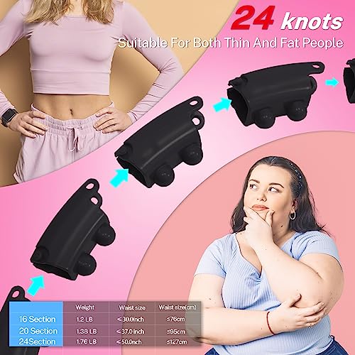 Brebon Weighted Hoola Infinity Exercise Fit Hoops Plus Size for Weight Loss, 2 in 1 Weight Loss 24 Detachable Knots Fitness Abdomen Equipment Hoops Adjustable Auto-Spinning Ball for Adult (Black)
