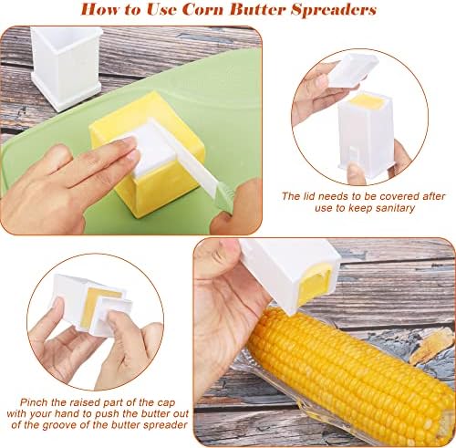 Aodaer 22 Pieces Corn Cob Holders and Dish Set with 2 Corn Butter Spreaders Transparent Service Tray Corn Dish Plastic Corn Trays Corn on The Cob Skewer BBQ Tool Cob Dinnerware for Sweet Butter Corn