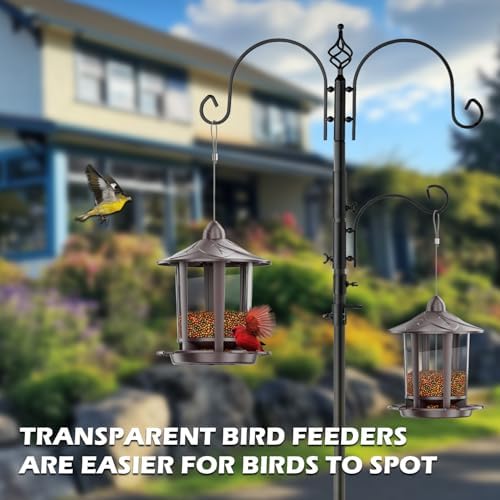 Birdream 2 Pack Bird Feeders for Outdoor Hanging, Classic Castle Design Fun Assembly Bird Feeder, Attracting Wild Birds Cardinals Goldfinches Chickadees Finches Sparrows - Brown