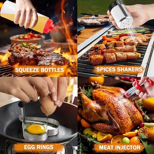 139 Pcs Griddle Accessories Kit for Blackstone Griddles - Upgraded Flat Top Grill Accessories with Enlarged Spatulas, Melting Dome, Scraper BBQ, Perfect for Outdoor Grilling, Camping, Father’s Day