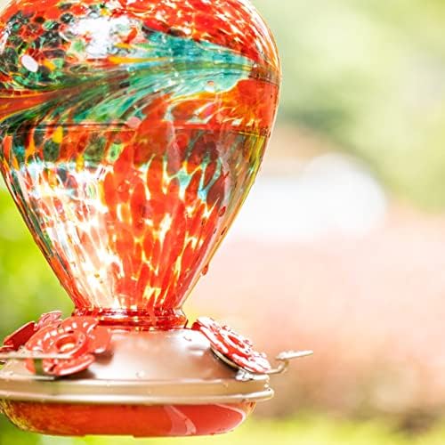 Muse Garden Hummingbird Feeders for Outdoors Hanging, Blown Glass Hummingbird Feeder Gifts for Mom, Garden Decor for Outside, Unique Gifts Idea for Women, 34OZ,Phoenix Flying