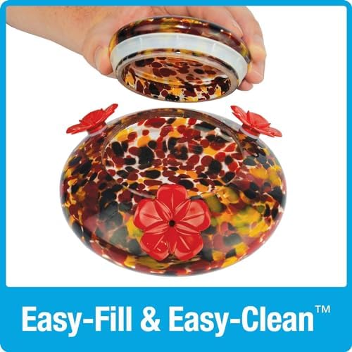 Nature's Way Bird Products GHF9 Hand Blown Garden Top Fill Hummingbird Feeder, 16 oz Capacity, Blue (066580)