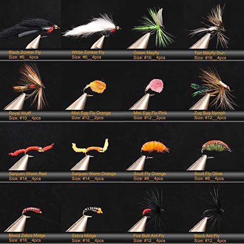 Wifreo Fly Fishing Flies Assortment,120pcs,Flyfishing Flies Trout,Fly Fishing Gear with Waterproof Fly Box,Fly Fishing Gifts,Fly Fishing Lures,Fly Fishing Accessories