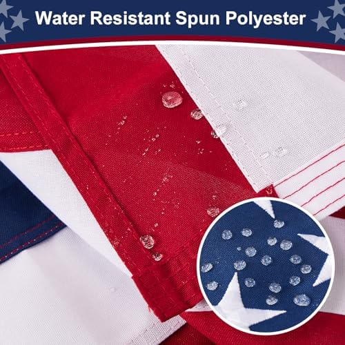 American Flag 3x5 ft Heavy Duty TearProof Series, All Weather High Wind US Flag, Premium Spun Polyester with Embroidered Stars, Sewn Stripes, Brass Grommets for Outdoor Use