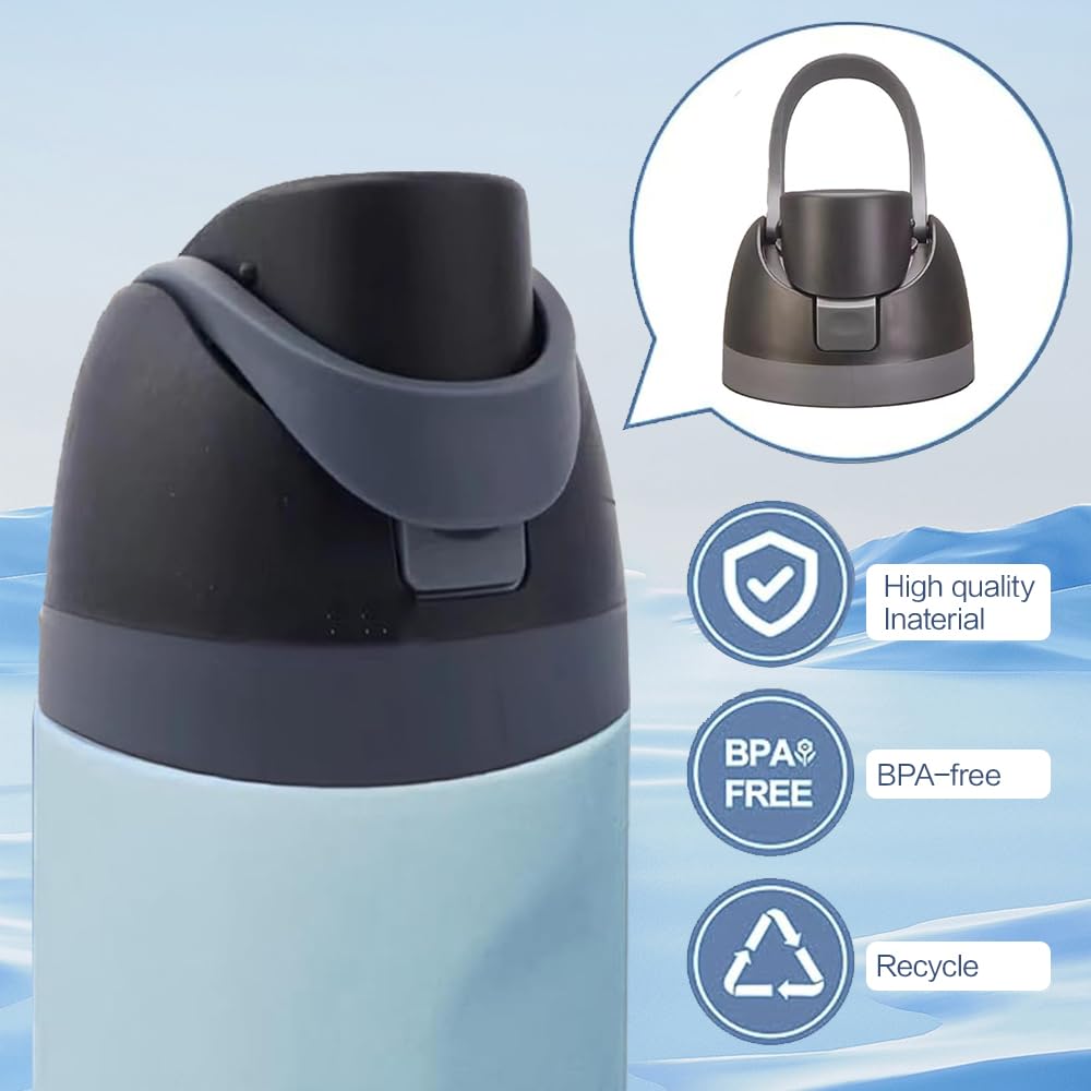 Generic Replacement Cap for Owala Freesip, One Button Water Bottle Top Lid Compatible with Owala Cup 16oz 24oz 32oz 40oz, BPA-Free Replacement Accessory for Owala Free Sip (Black+White)